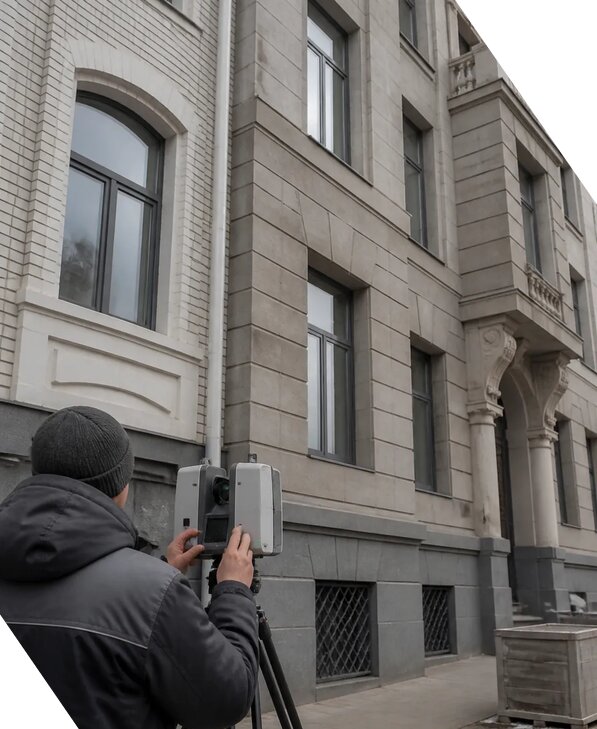 Лазерное сканирование фасадов зданий для обследования в Троицке